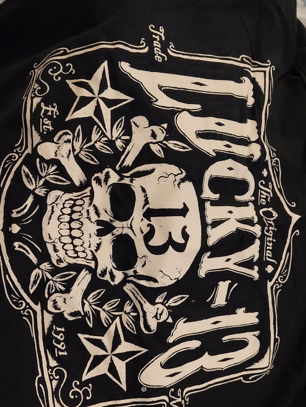 Lucky 13 Brand Black Graphic Button-Down Shirt - Skull Print